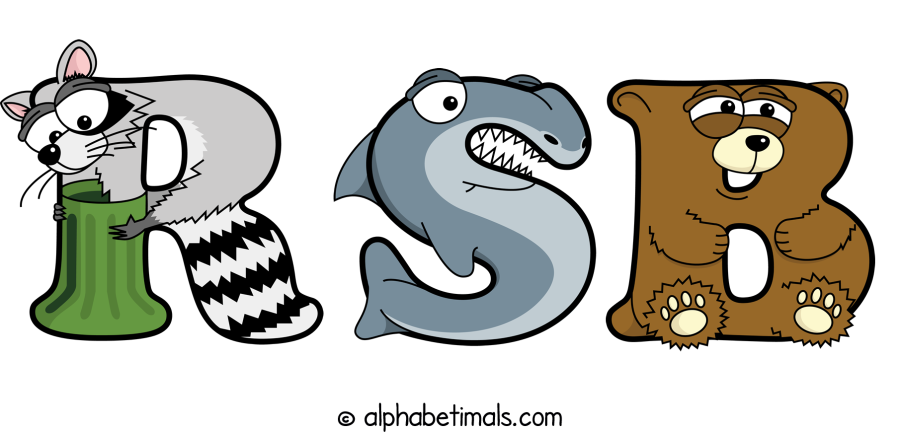 Rsb animal word art spelling Rsb with Alphabetimals - cartoon alphabet animals