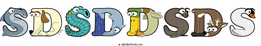 Sdsddsds animal word art spelling Sdsddsds with Alphabetimals - cartoon alphabet animals