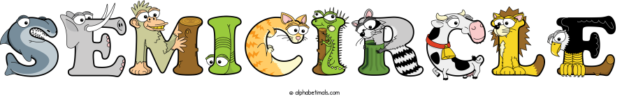 Semicircle animal word art spelling Semicircle with Alphabetimals - cartoon alphabet animals