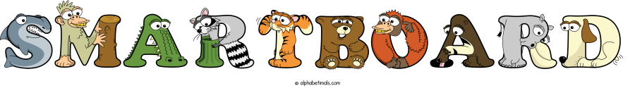 Smartboard animal word art spelling Smartboard with Alphabetimals - cartoon alphabet animals