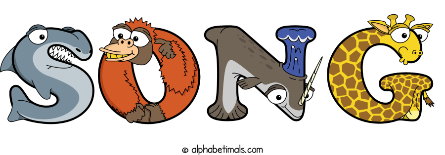 Song animal word art spelling Song with Alphabetimals - cartoon alphabet animals