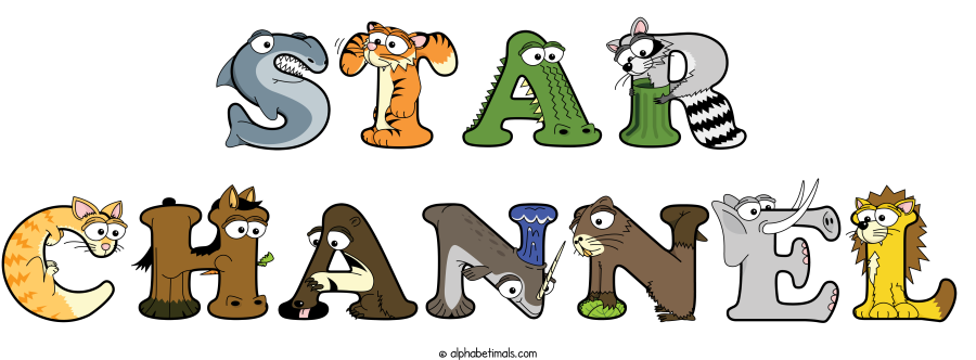 Star Channel animal word art spelling Star Channel with Alphabetimals - cartoon alphabet animals