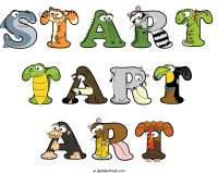 start-tart-art spelled using animal alphabet letters