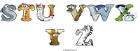 stu-vwx-y-z spelled using animal alphabet letters