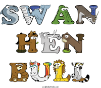 swan-hen-bull animal word art