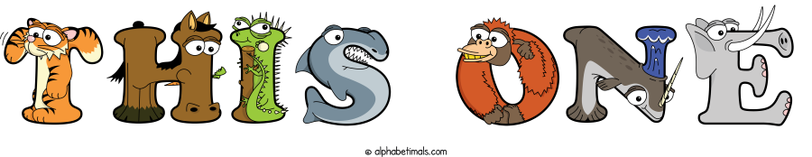 This One animal word art spelling This One with Alphabetimals - cartoon alphabet animals