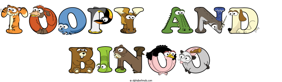 Toopy And  Binoo animal word art spelling Toopy And  Binoo with Alphabetimals - cartoon alphabet animals