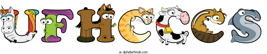 Ufhcccs animal word art spelling Ufhcccs with Alphabetimals cartoon alphabet animals
