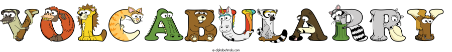 Volcabularry animal word art spelling Volcabularry with Alphabetimals - cartoon alphabet animals