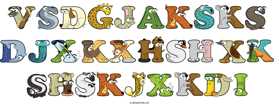 Vsdgjaksks Djxkxhshxk Shskjxkdi animal word art spelling Vsdgjaksks Djxkxhshxk Shskjxkdi with Alphabetimals - cartoon alphabet animals