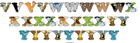vvvvwwwwwx-xxxxxxxxyy-yyyyyyyyy spelled using animal alphabet letters