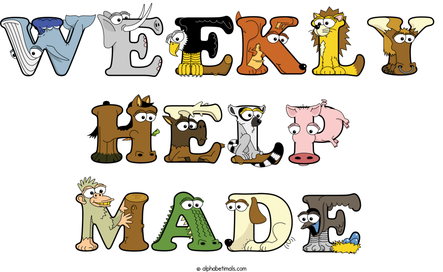 Weekly Help Made animal word art spelling Weekly Help Made with Alphabetimals - cartoon alphabet animals