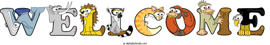 Wellcome animal word art spelling Wellcome with Alphabetimals - cartoon alphabet animals