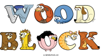 wood-block animal word art