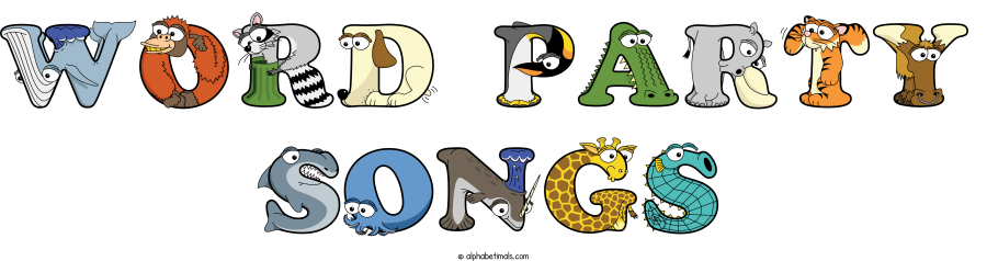 Word Party Songs animal word art spelling Word Party Songs with Alphabetimals - cartoon alphabet animals