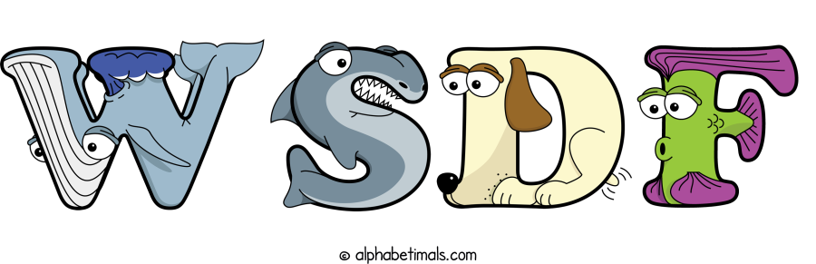 Wsdf animal word art spelling Wsdf with Alphabetimals - cartoon alphabet animals