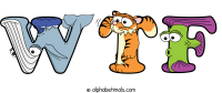 wtf spelled using animal alphabet letters