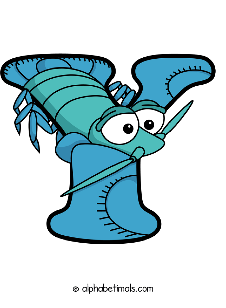 Y animal word art spelling Y with Alphabetimals - cartoon alphabet animals