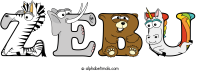 zebu spelled using animal alphabet letters