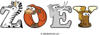 zoey animal word art