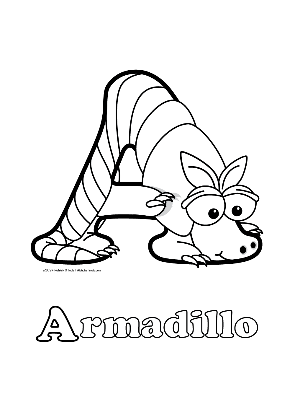 Free Armadillo Coloring Page Alphabetimals
