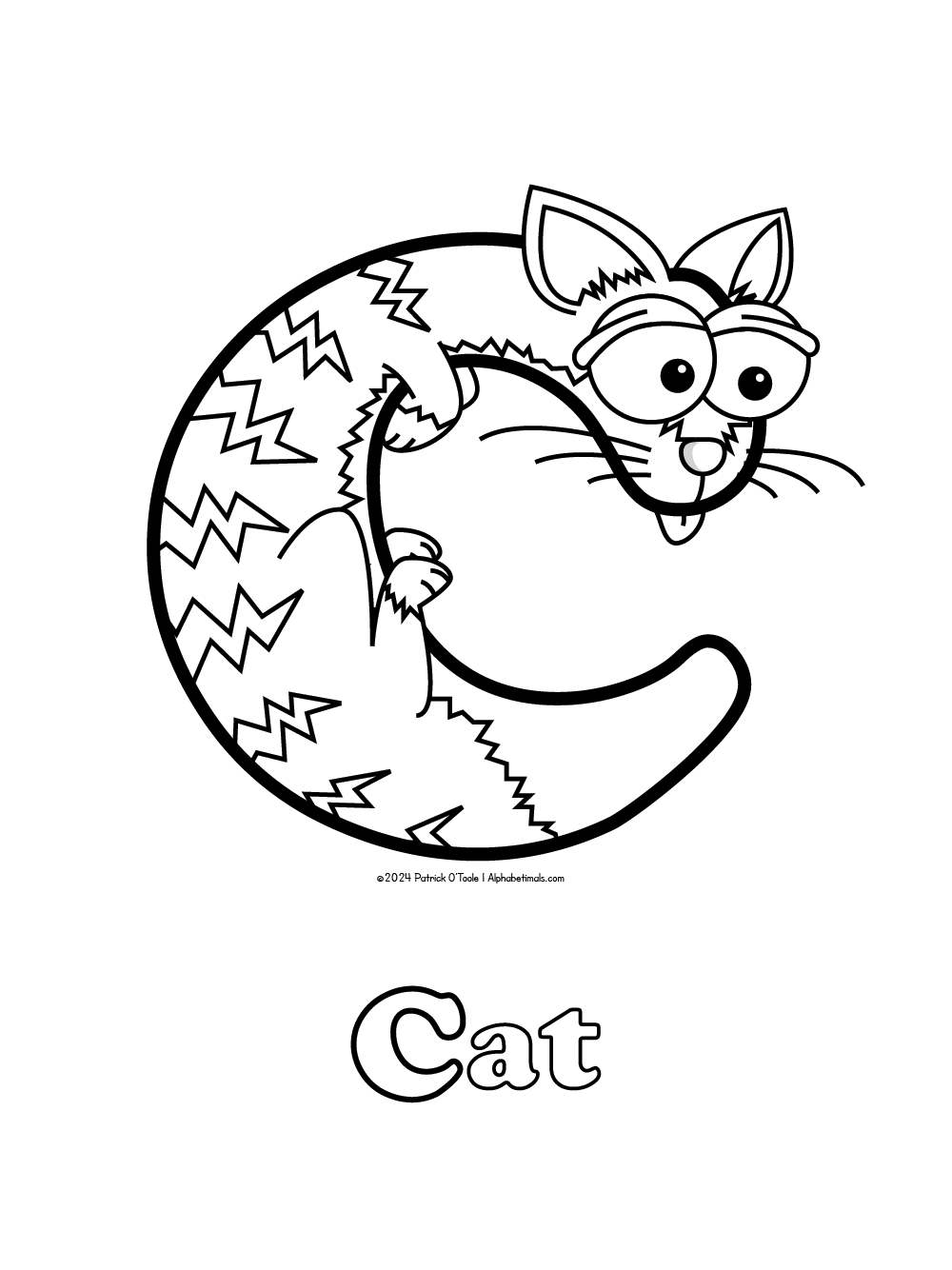 Free Cat Coloring Page Alphabetimals