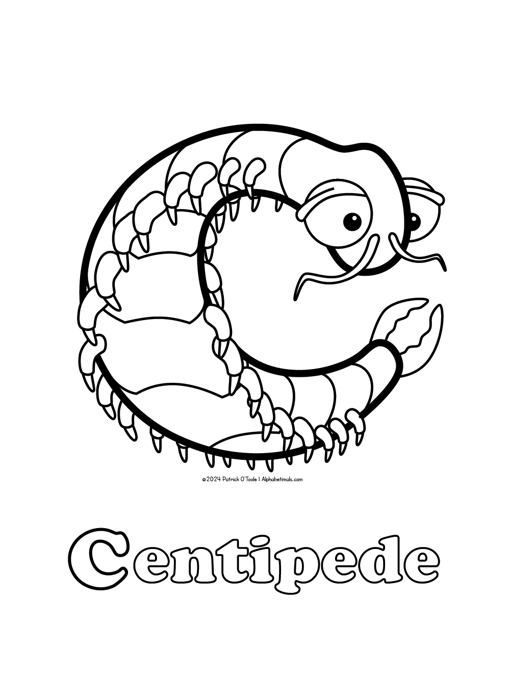 Free Centipede Coloring Page Alphabetimals