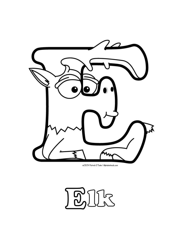 Letter E Coloring Archives - Alphabetimals