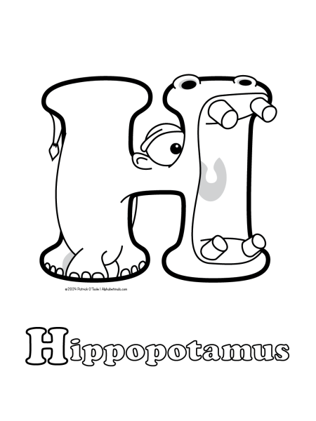 Free hippopotamus coloring page