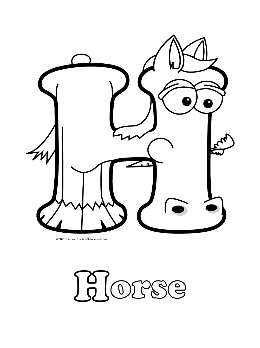 Free Horse Coloring Page Alphabetimals