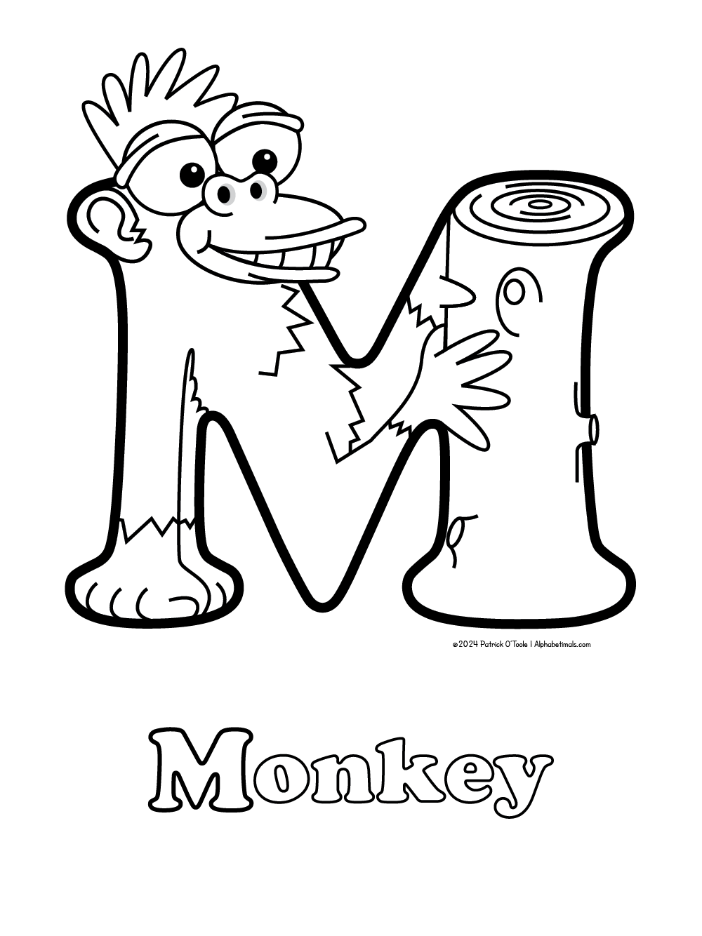 Free Monkey Coloring Page Alphabetimals