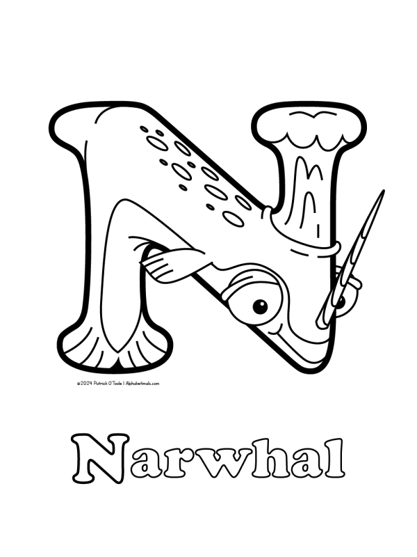 Free narwhal coloring page