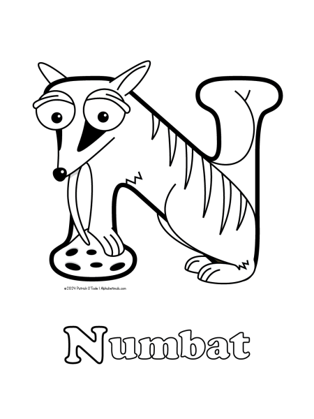 Free numbat coloring page