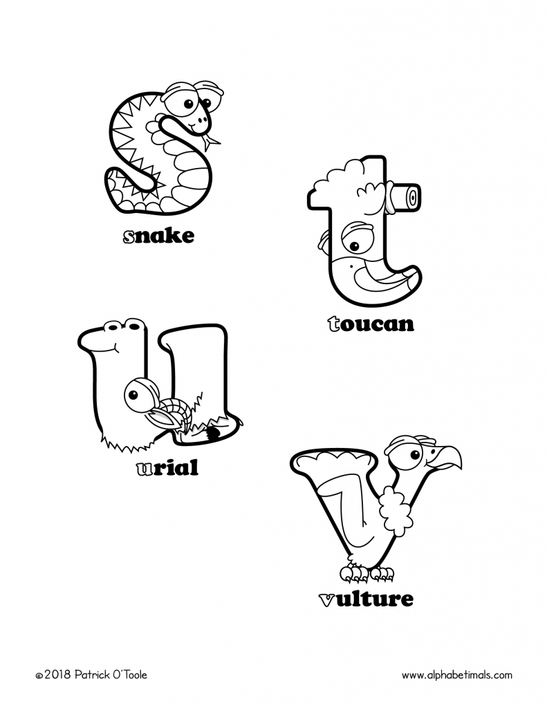 Free Uppercase Letter Coloring Pages - s-v
