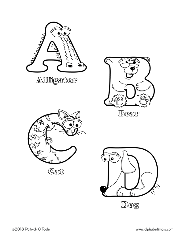 Free Uppercase Letter Coloring Pages - A-D