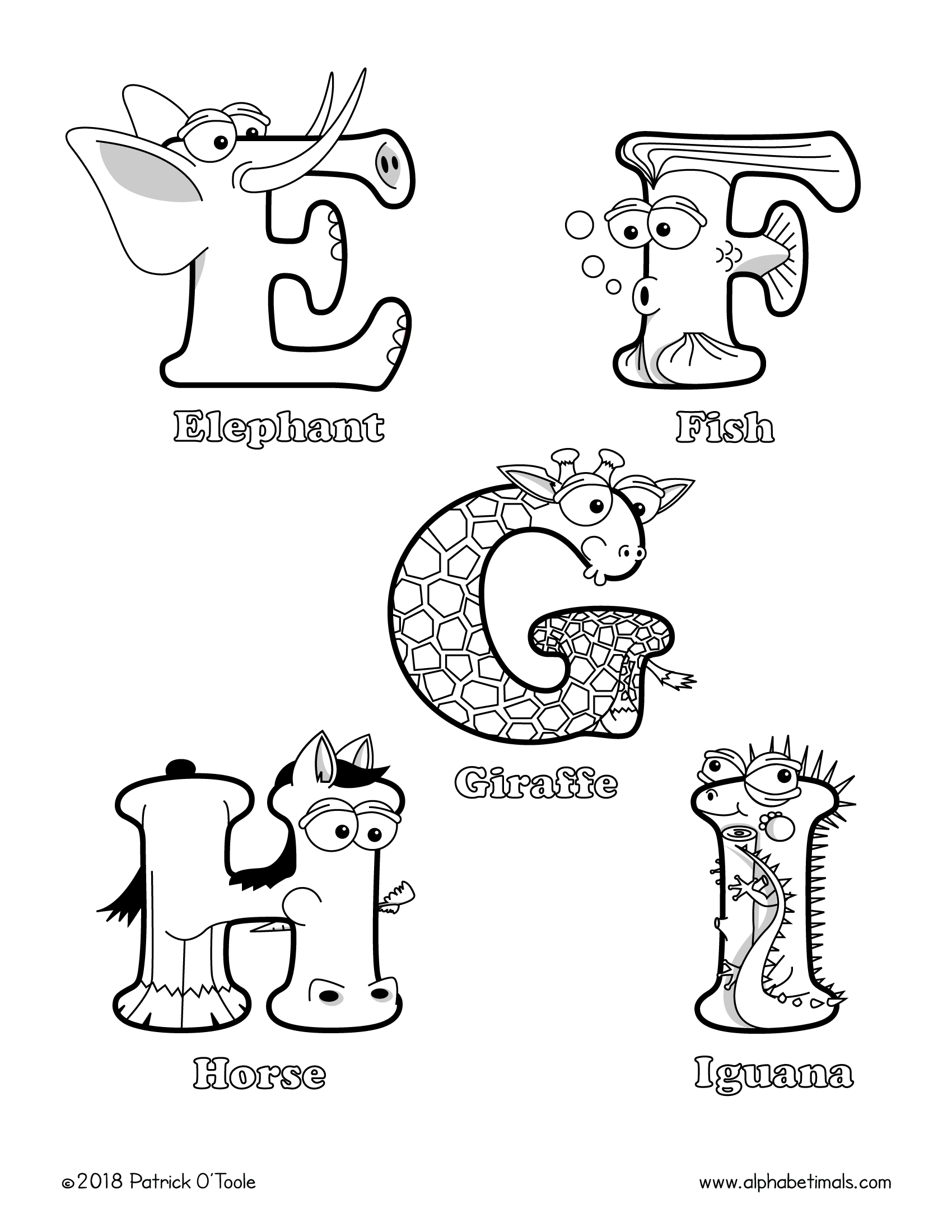 Alphabet Coloring Pages - English Letters - Capital E