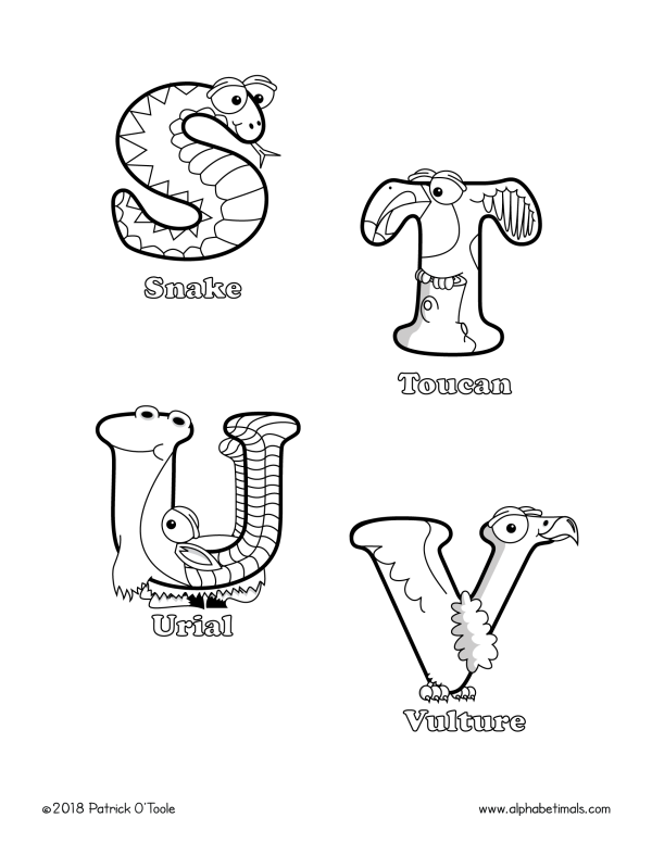 Free Uppercase Letter Coloring Pages - S-V