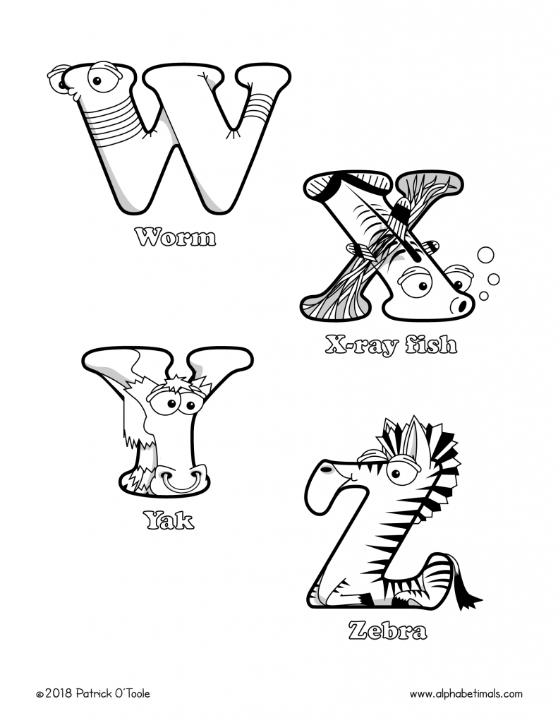 Free Uppercase Letter Coloring Pages - W-Z