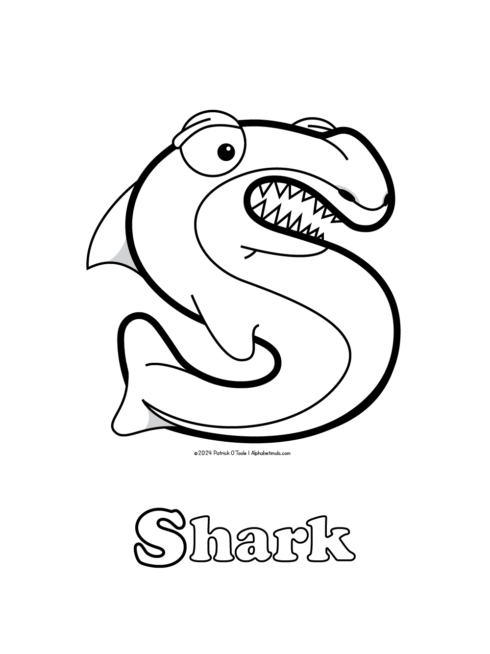 Free Shark Coloring Page Alphabetimals