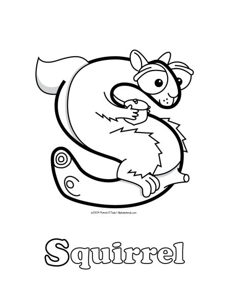 Free squirrel coloring page