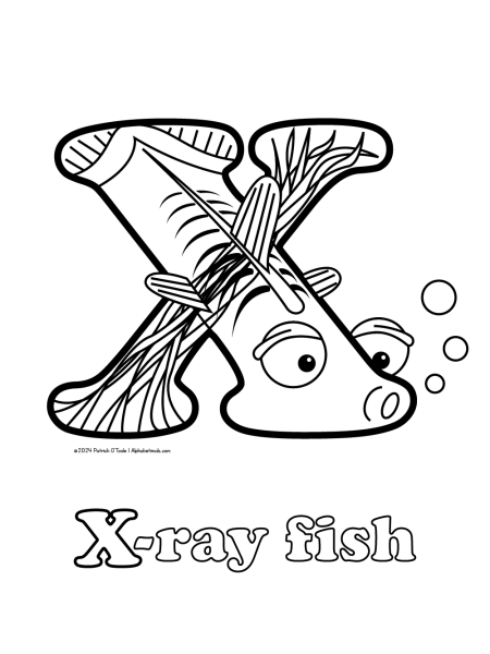 Free x-ray fish coloring page