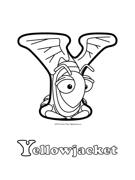 Free yellowjacket bee coloring page