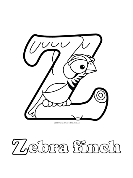 Free zebra finch coloring page