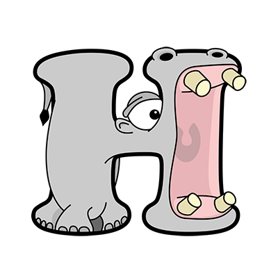 Cartoon Hippo | Alphabetimals.com
