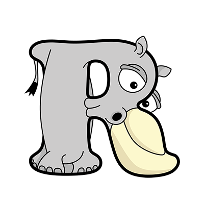 Cartoon Rhino | Alphabetimals.com