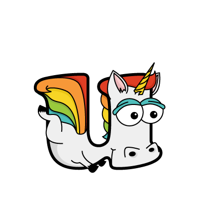 Cartoon unicorn | Alphabetimals.com