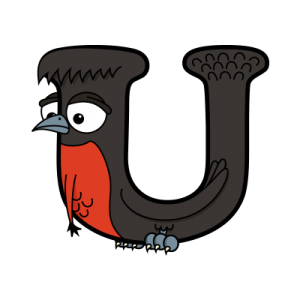 Cartoon Umbrellabird | Alphabetimals.com