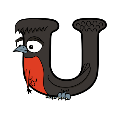 Cartoon Umbrellabird | Alphabetimals.com