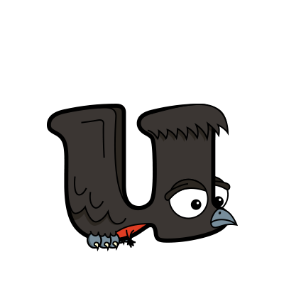 Cartoon umbrellabird | Alphabetimals.com