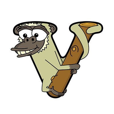 Cartoon Vervet Monkey | Alphabetimals.com